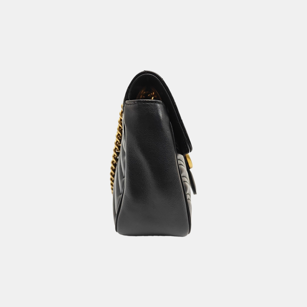 GG Marmont Medium Quilted Calfskin Black