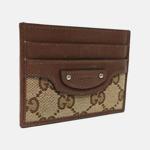 The Hacker Project Monogram Canvas Beige Card Holder
