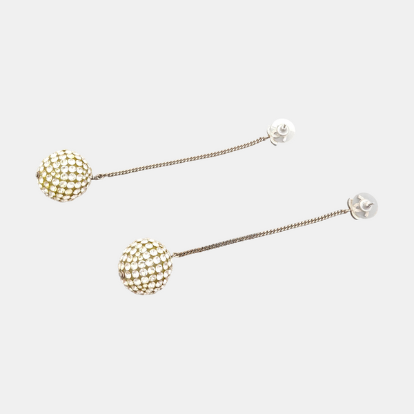 CC Logo Metal Silver Stud Earrings