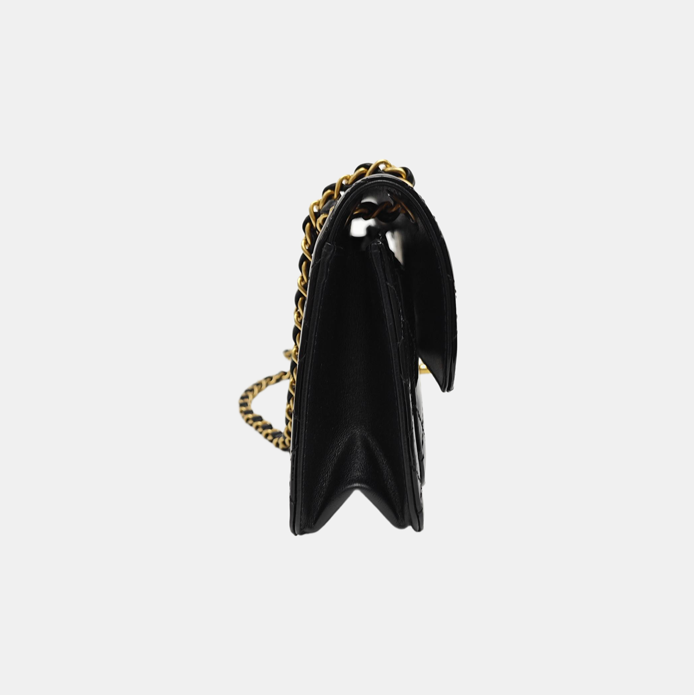 Quilted Patent Leather Shoulder Bag Black