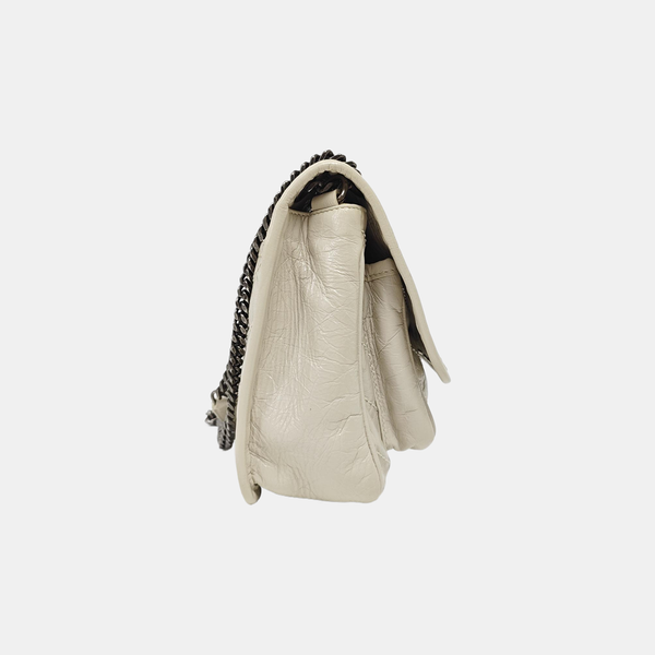 NIKI Small Chevron Calfskin White