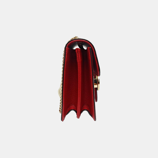 Interlocking G Small Calfskin Red