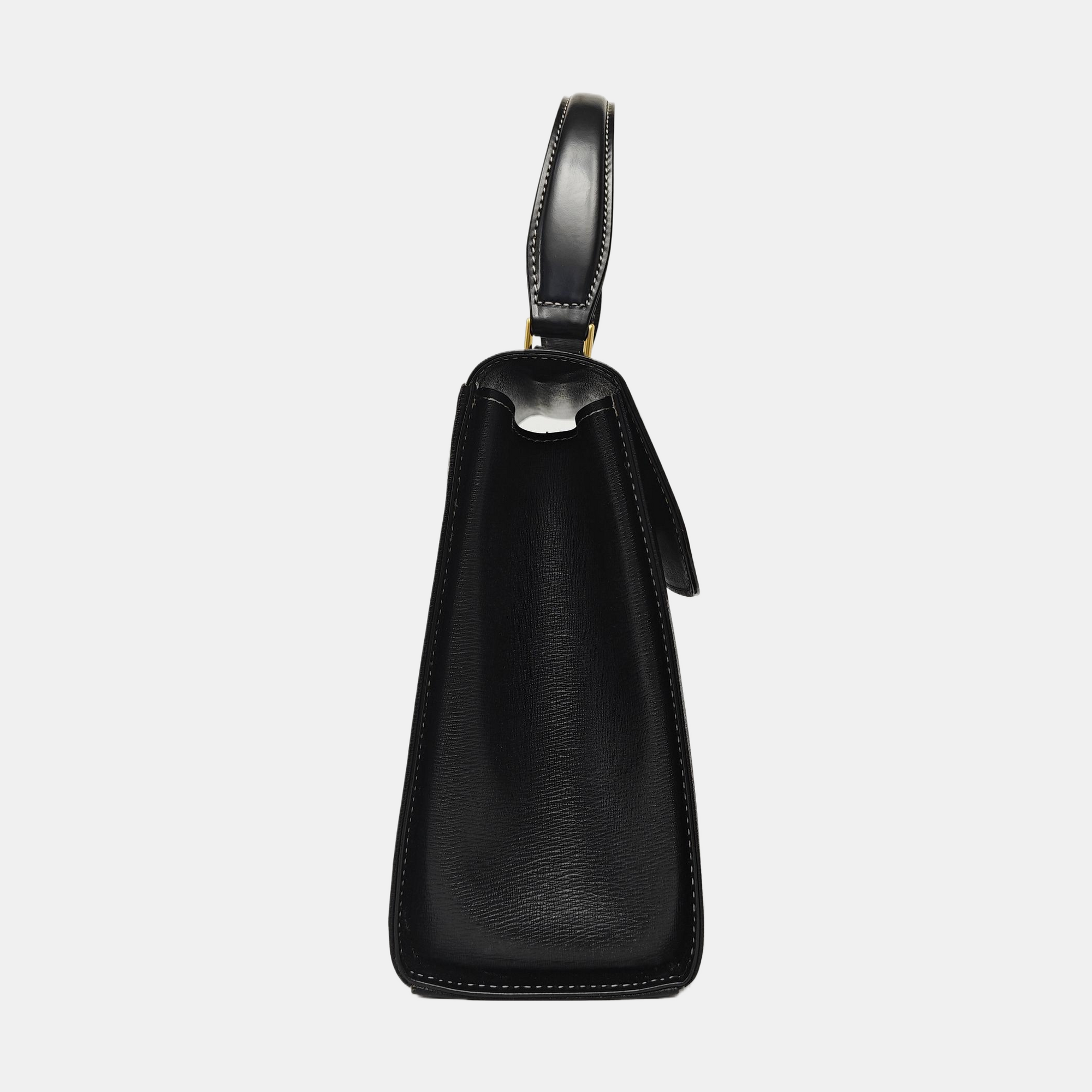 Calfskin Top Handle Bag Black