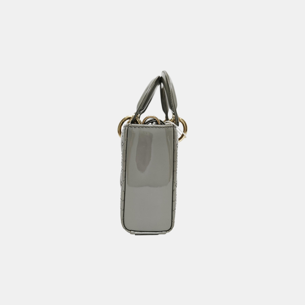 Lady D-Joy Cannage Patent Leather Gray