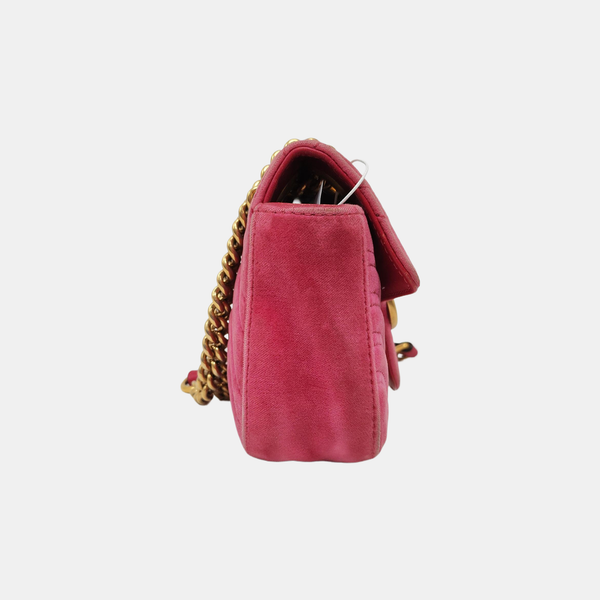 GG Marmont Small Quilted Velvet Red