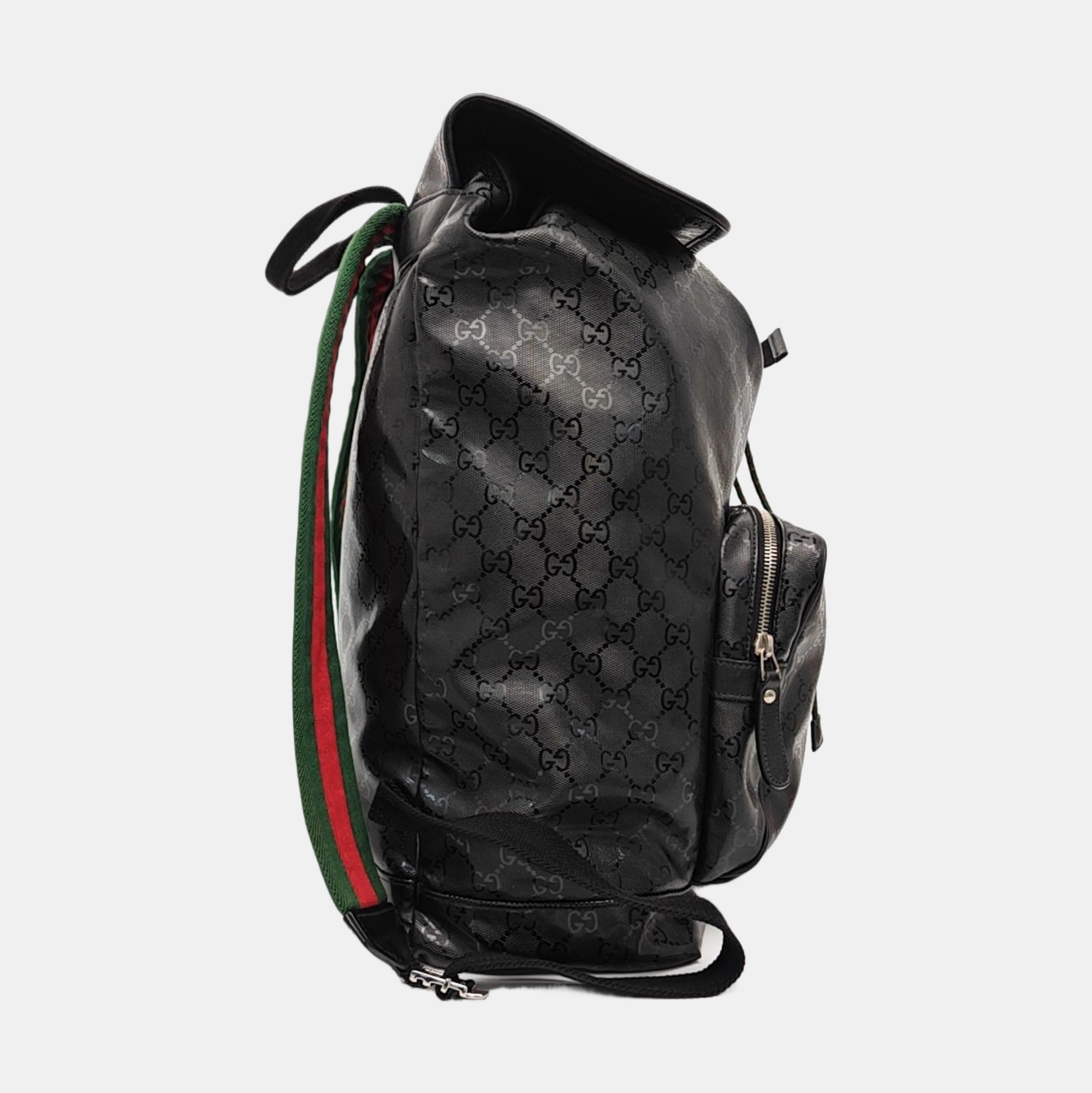 Monogram Coated Canvas Backpack Black