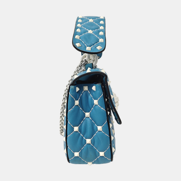 Spike Up Small Quilted Lambskin Blue
