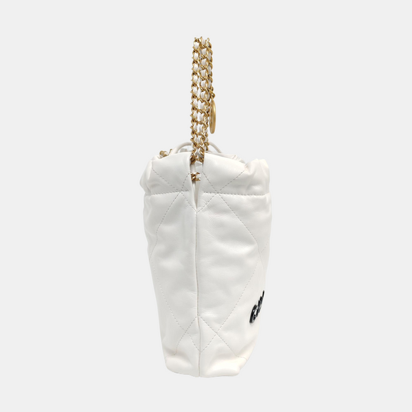 Authenticated pre-owned  CHANEL 22 Mini Quilted Calfskin White - Tote Bag at Looply