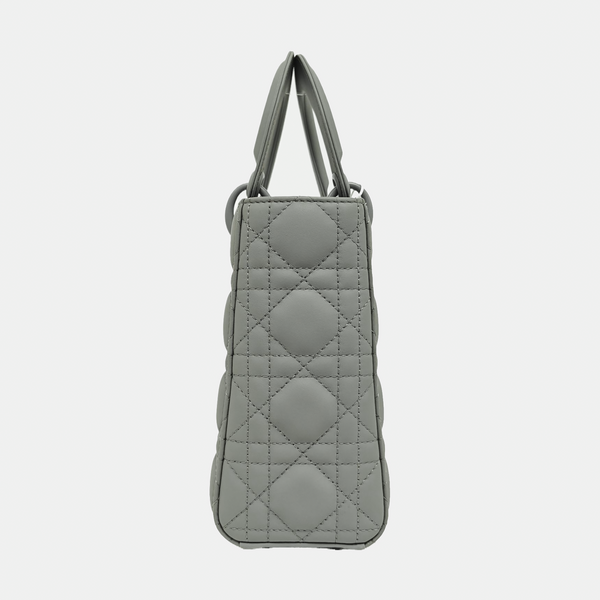Lady Dior Small Cannage Lambskin Gray