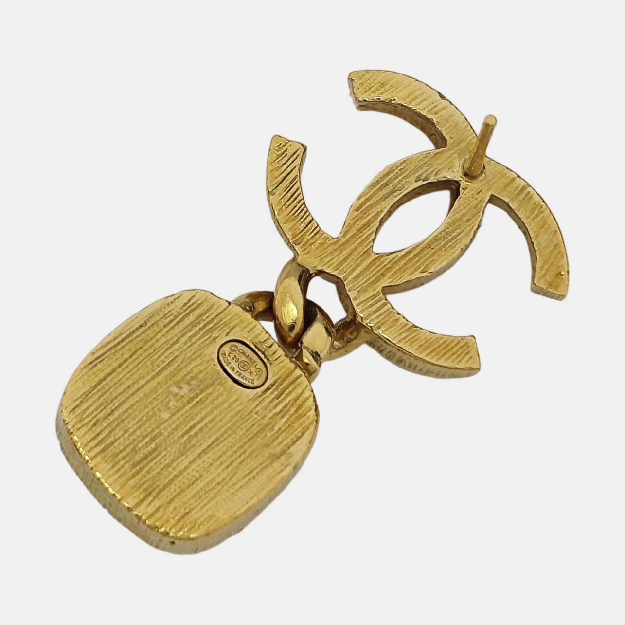 CC Logo Metal Gold Stud Earrings