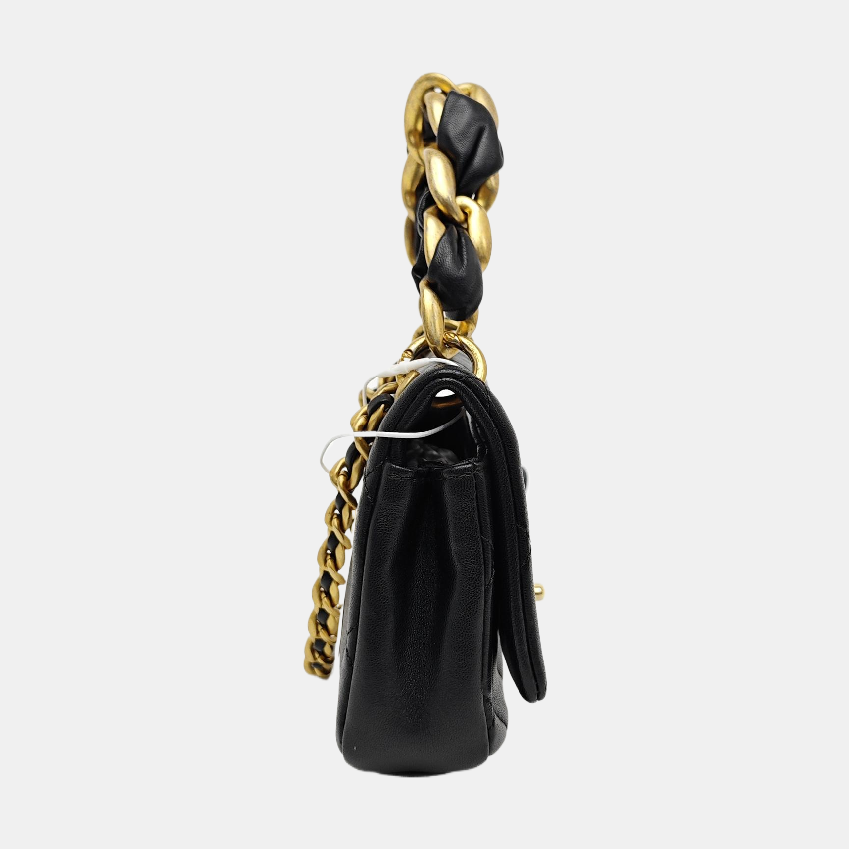 TWO TONE CHAIN HANDLE Quilted Calfskin Black