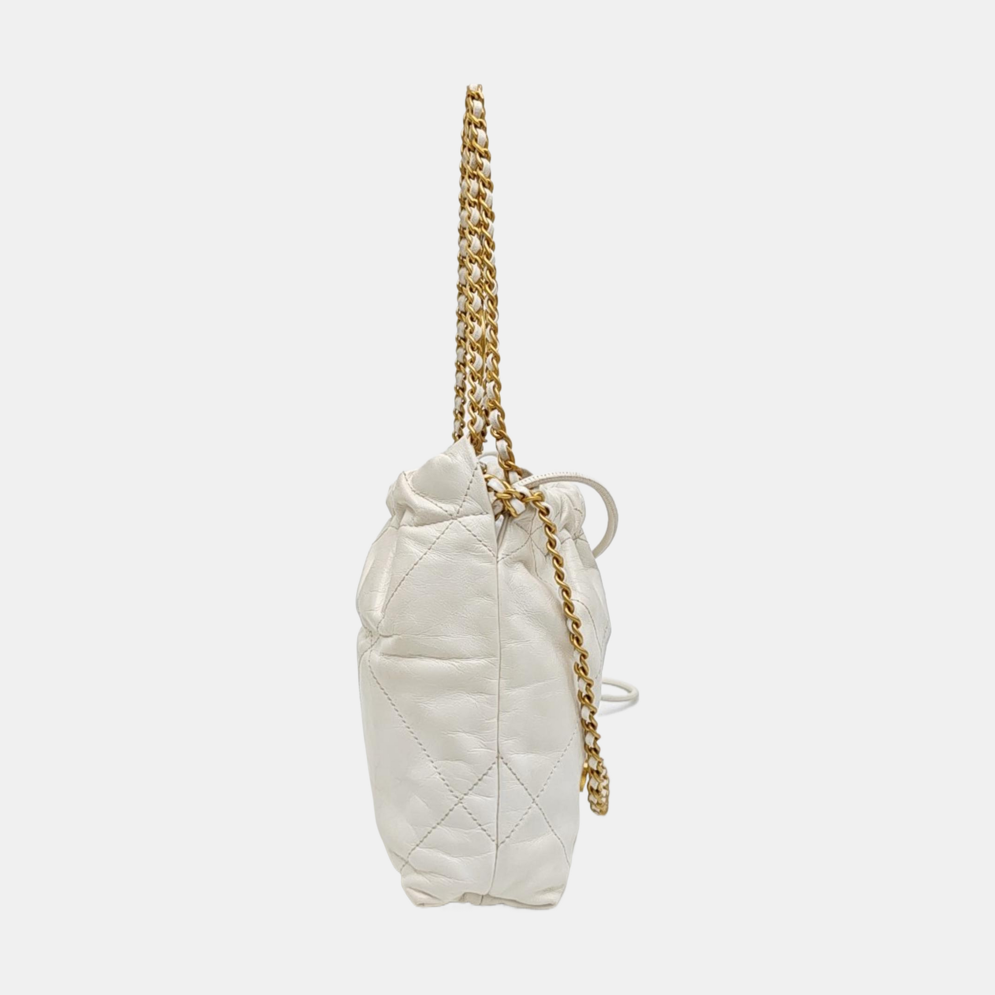 CHANEL 22 Mini Quilted Calfskin White
