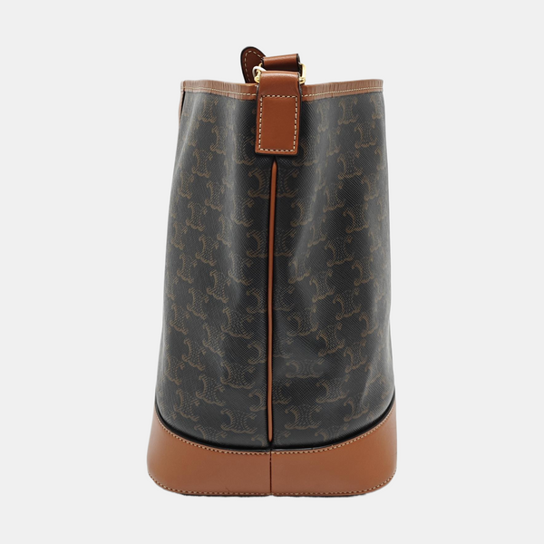 Authenticated pre-owned  TRIOMPHE CANVAS Medium Coated Canvas Brown - Bucket Bag at Looply