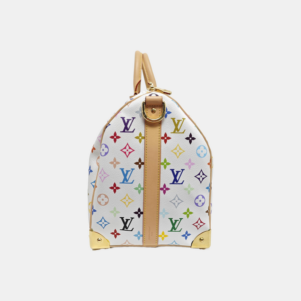 LV × TM KEEPALL 45 Monogram Coated Canvas White