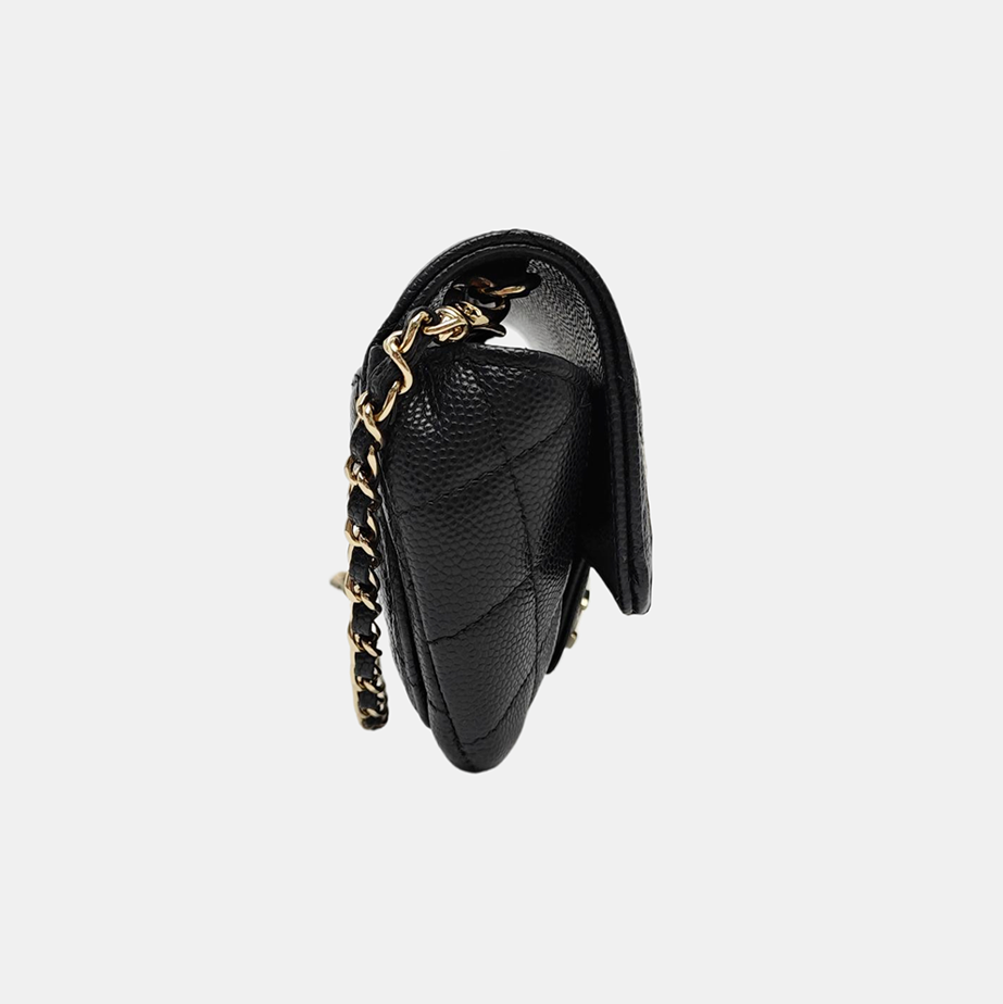 Quilted Grained Calfskin Shoulder Bag Black