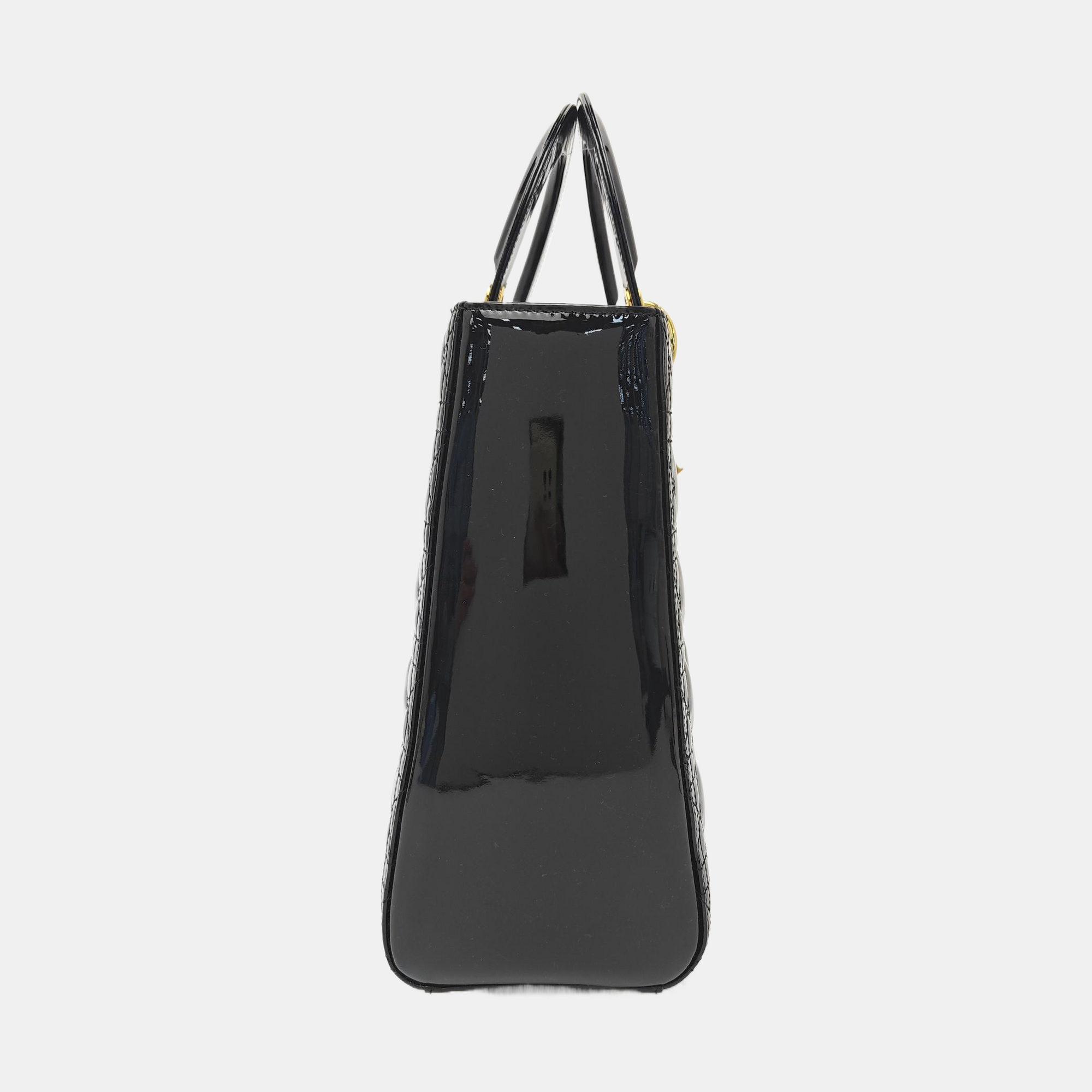 Lady Dior Large Patent Leather Black