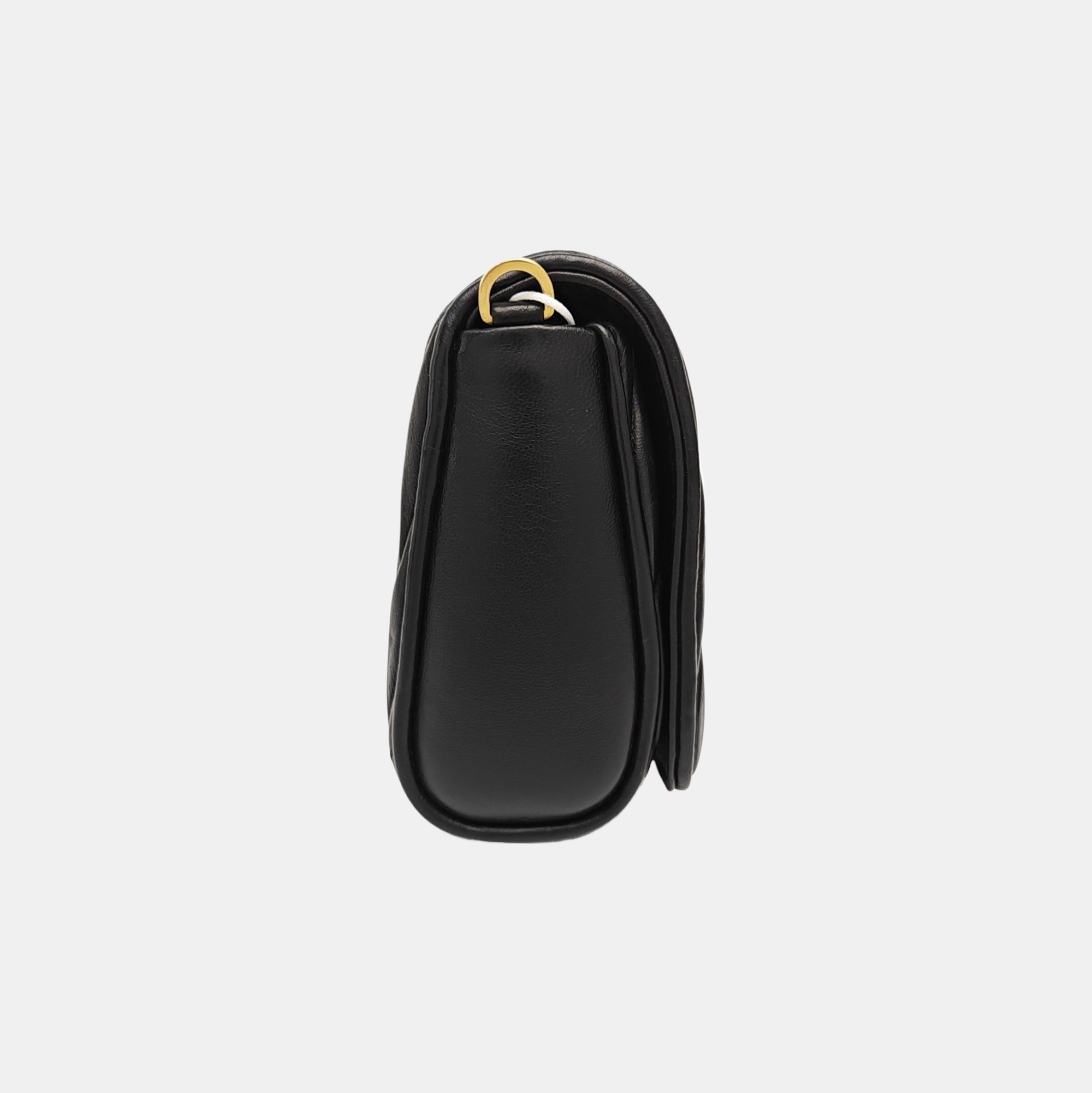 Quilted Lambskin Shoulder Bag Black