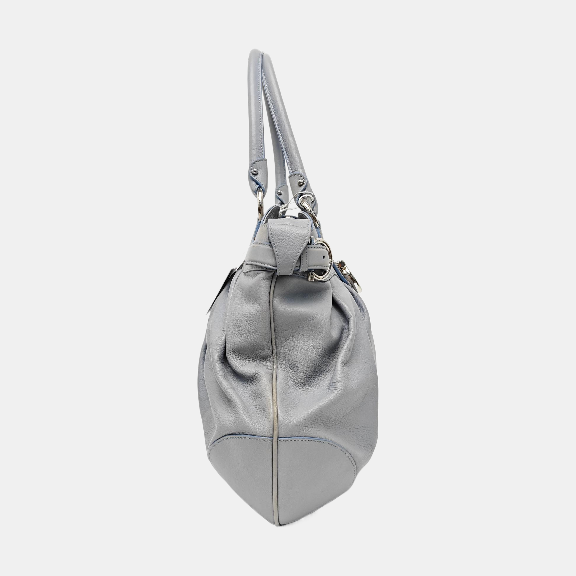 Calfskin Top Handle Bag Blue