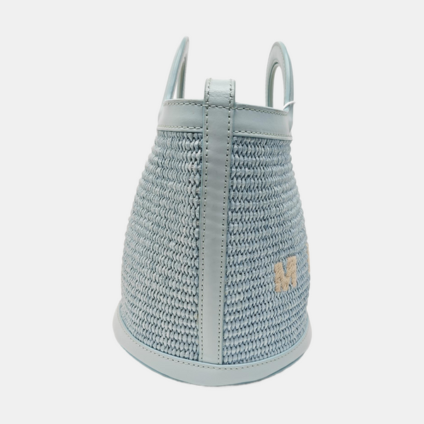 Straw Bucket Bag Blue