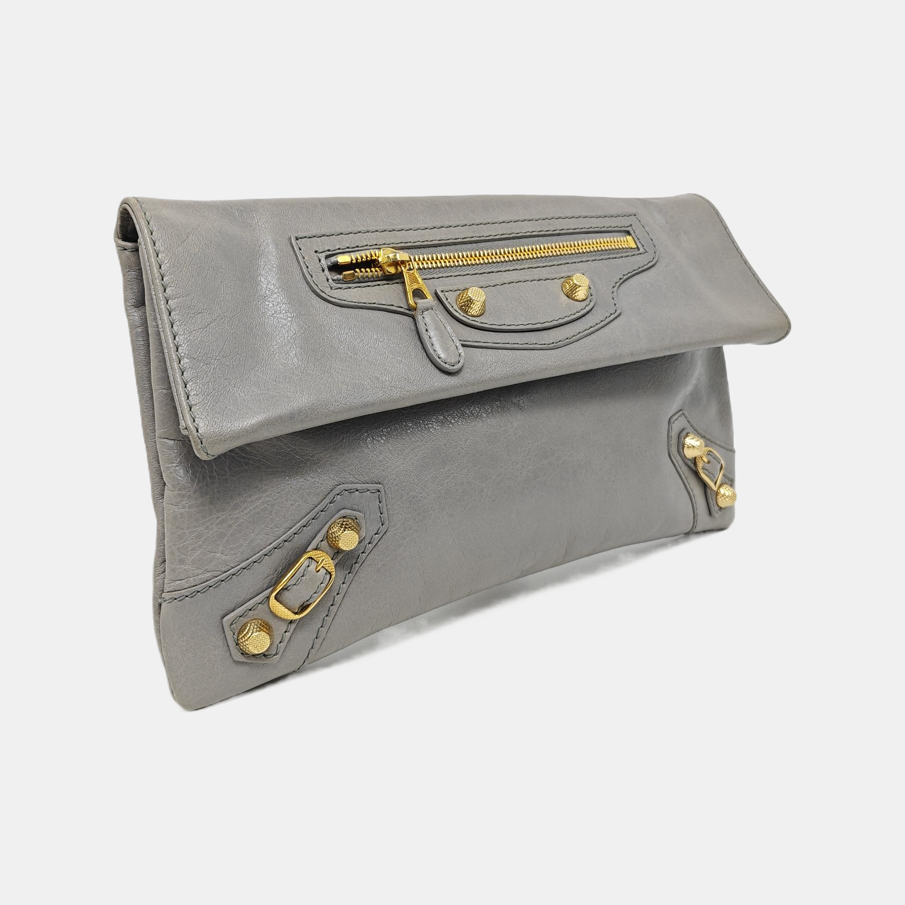 Classic Metallic Edge City Small Calfskin Gray