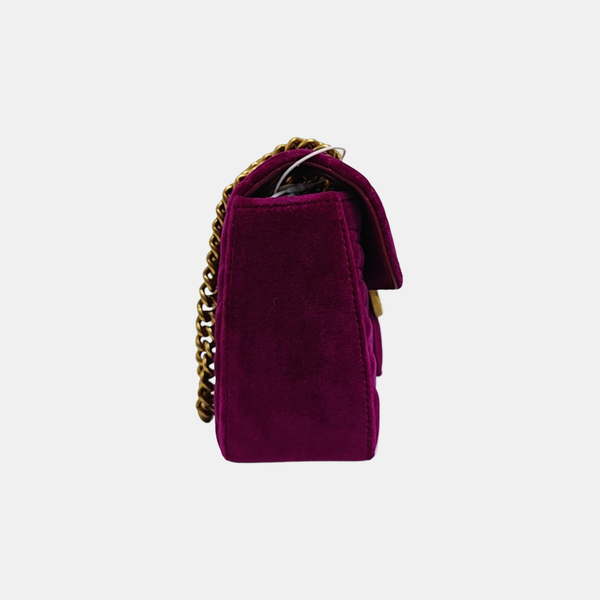 GG Marmont Medium Quilted Velvet Red