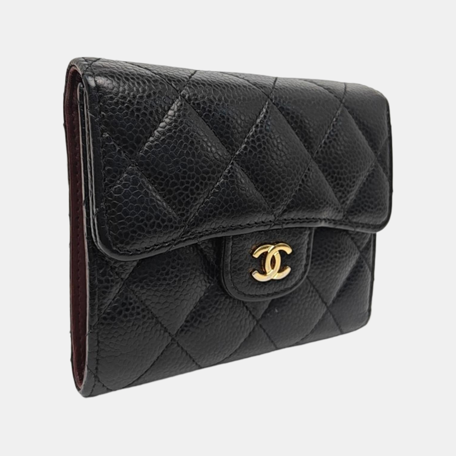 Quilted Grained Calfskin Wallet Black