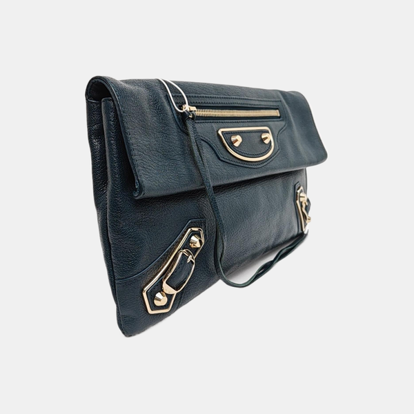 Authenticated pre-owned  Classic Metallic Edge City Calfskin Blue - Clutch at Looply