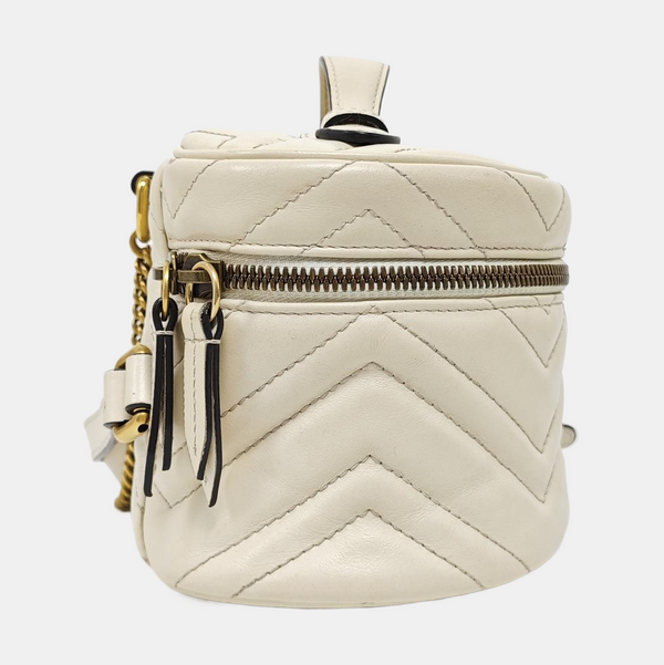GG Marmont Mini Quilted Calfskin White