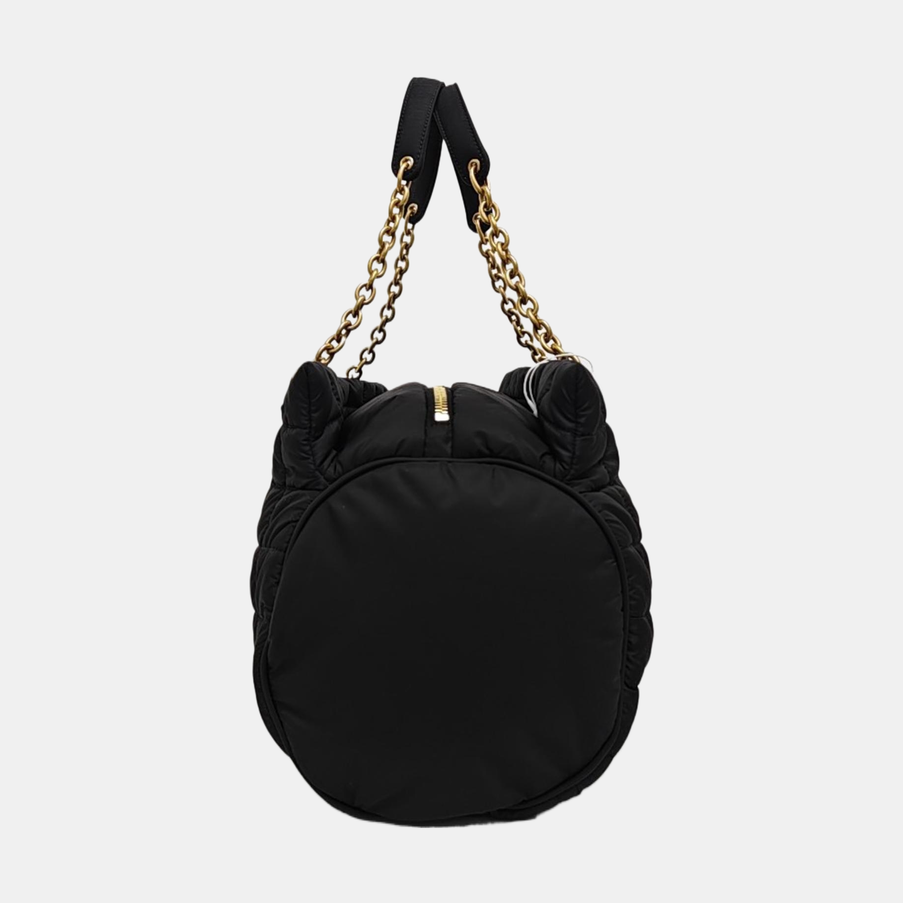 Quilted Nylon Top Handle Bag Black