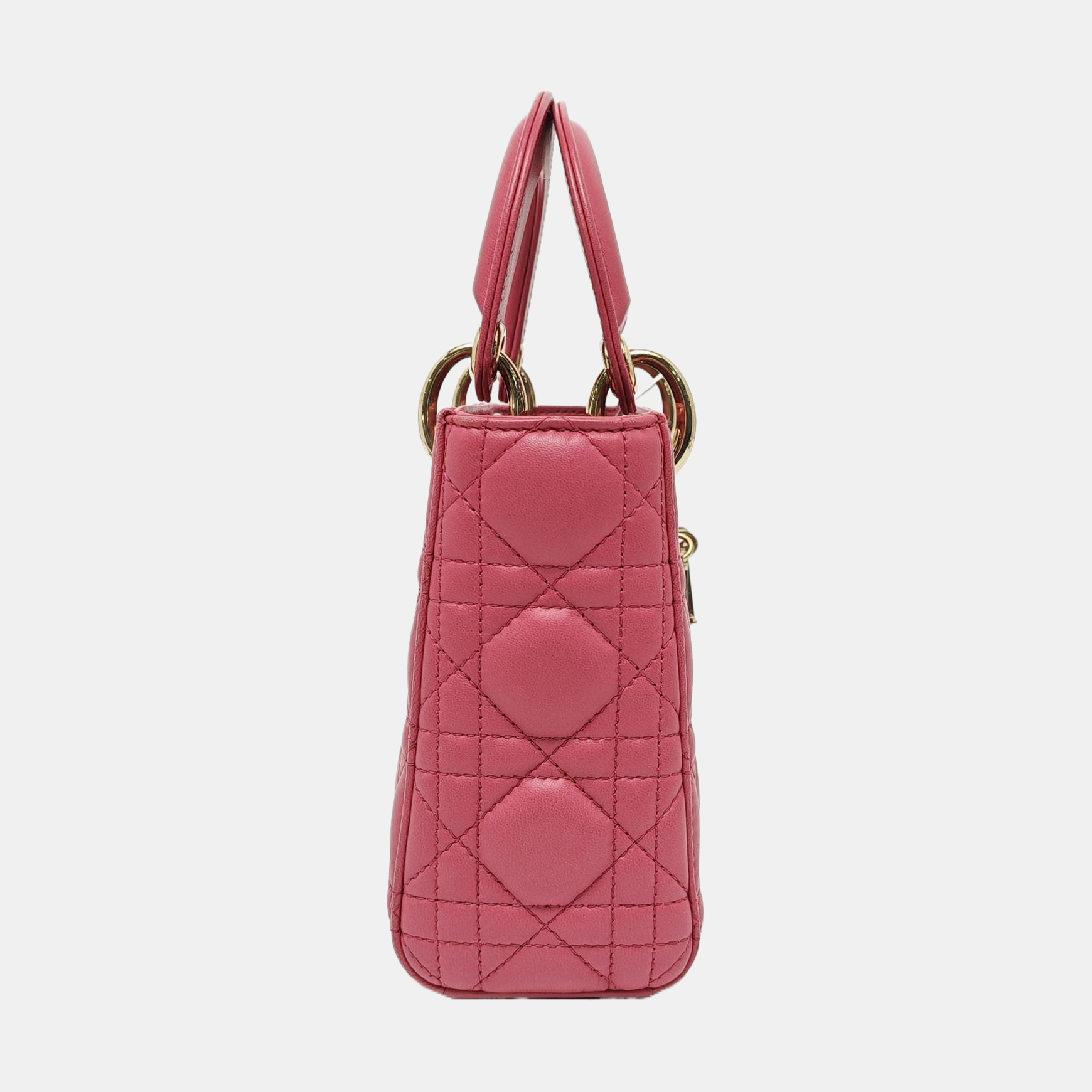 Lady Dior Mini en piel de cordero acolchada roja