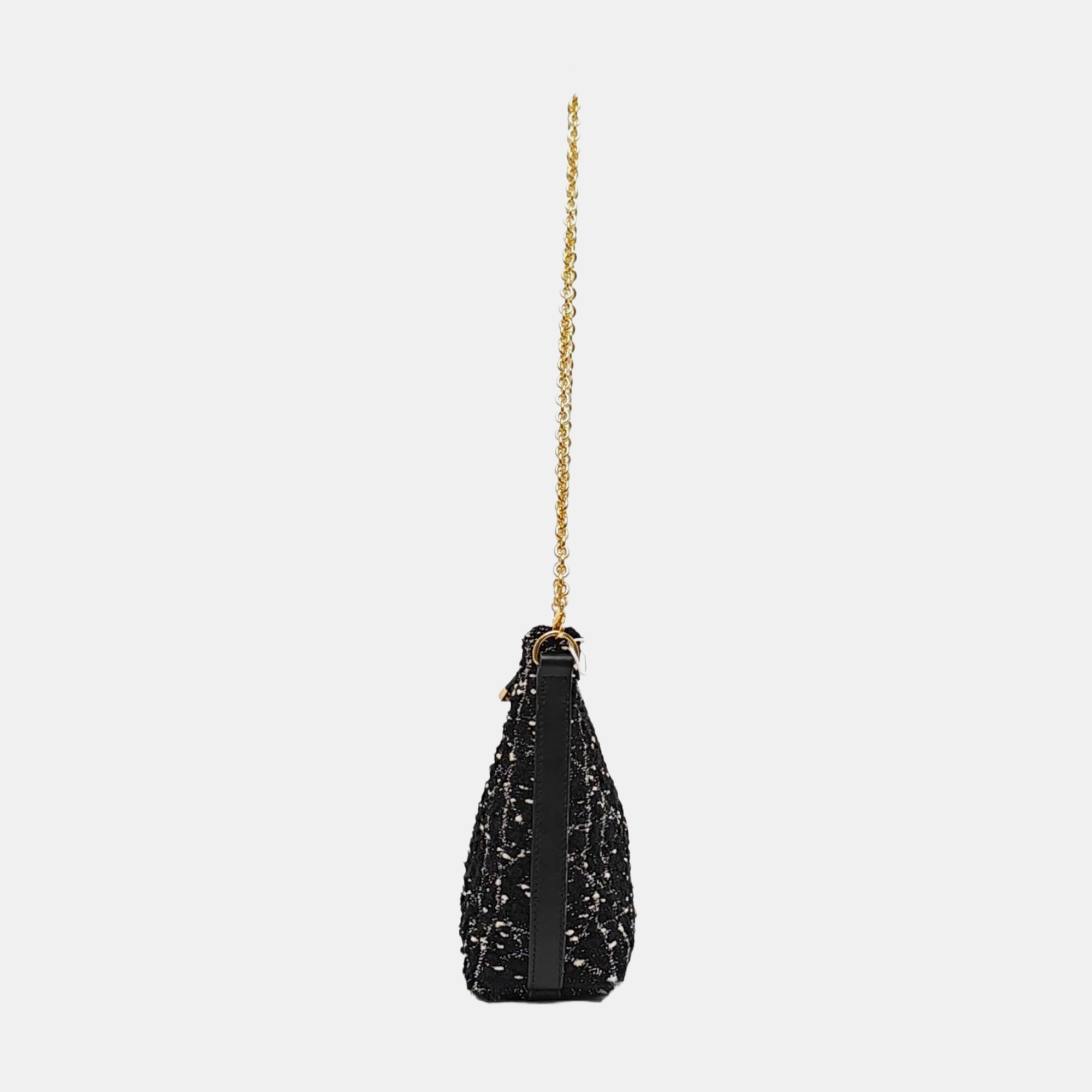 Quilted Fabric Shoulder Bag Black