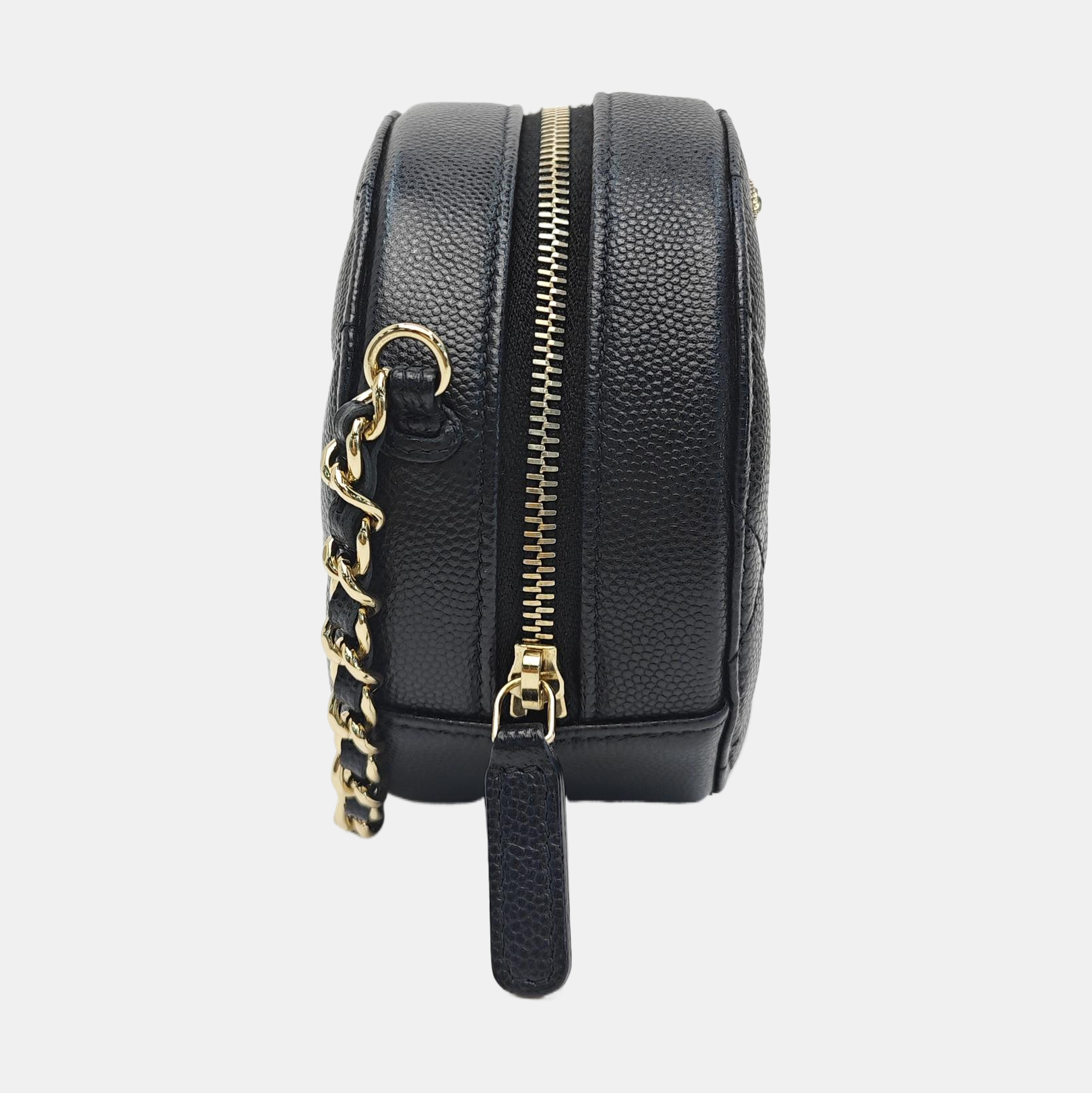 Quilted Grained Calfskin Shoulder Bag Black