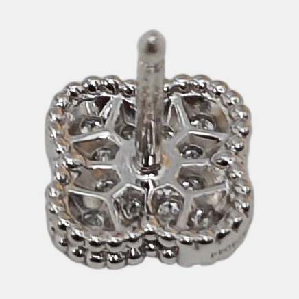 Sweet Alhambra 18k White Gold Silver Stud Earrings
