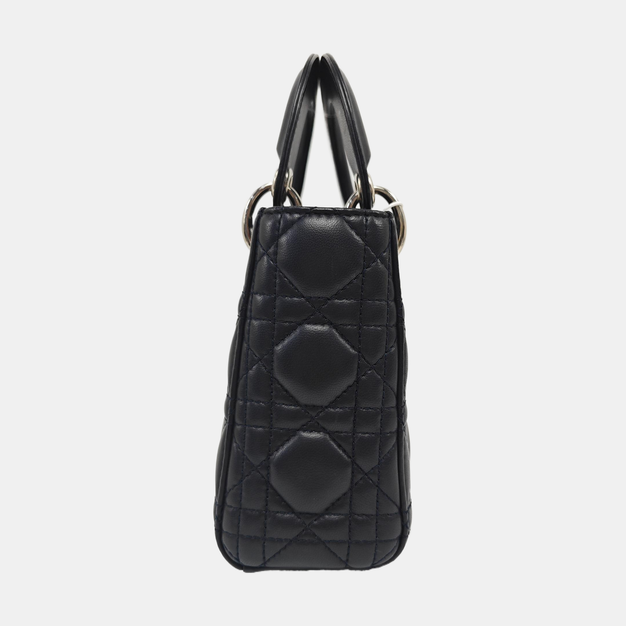 Authenticated pre-owned  Lady Dior Mini Quilted Lambskin Black - Tote Bag at Looply