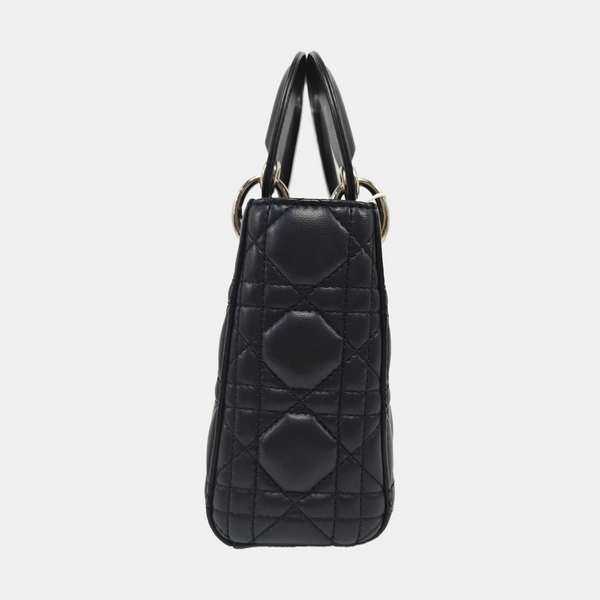 Authenticated pre-owned  Lady Dior Mini Quilted Lambskin Black - Tote Bag at Looply