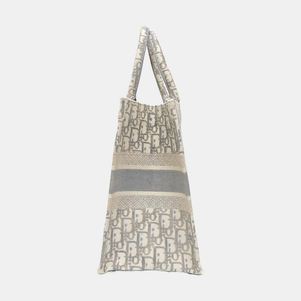 Book Tote Medium Oblique Canvas White