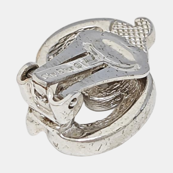 Petit CD Metal Silver Clip On Earrings