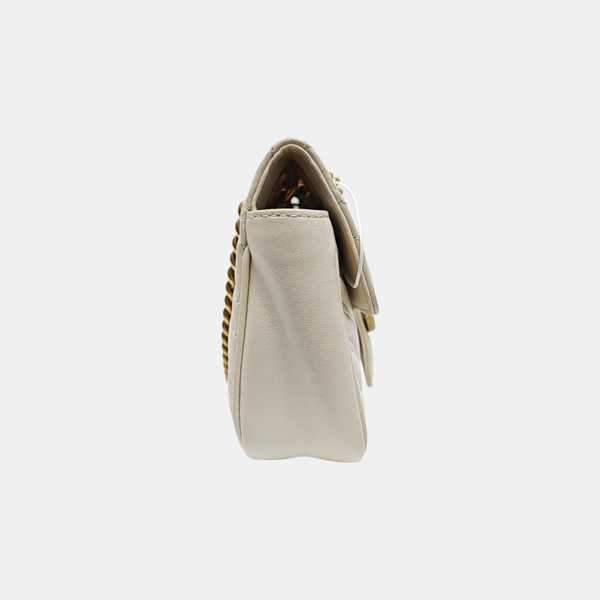 GG Marmont Small Quilted Calfskin White