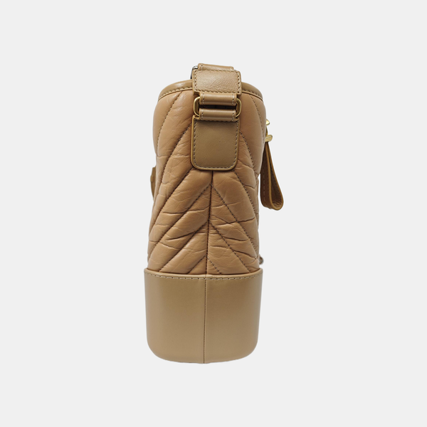 GABRIELLE Medium Chevron Calfskin Beige
