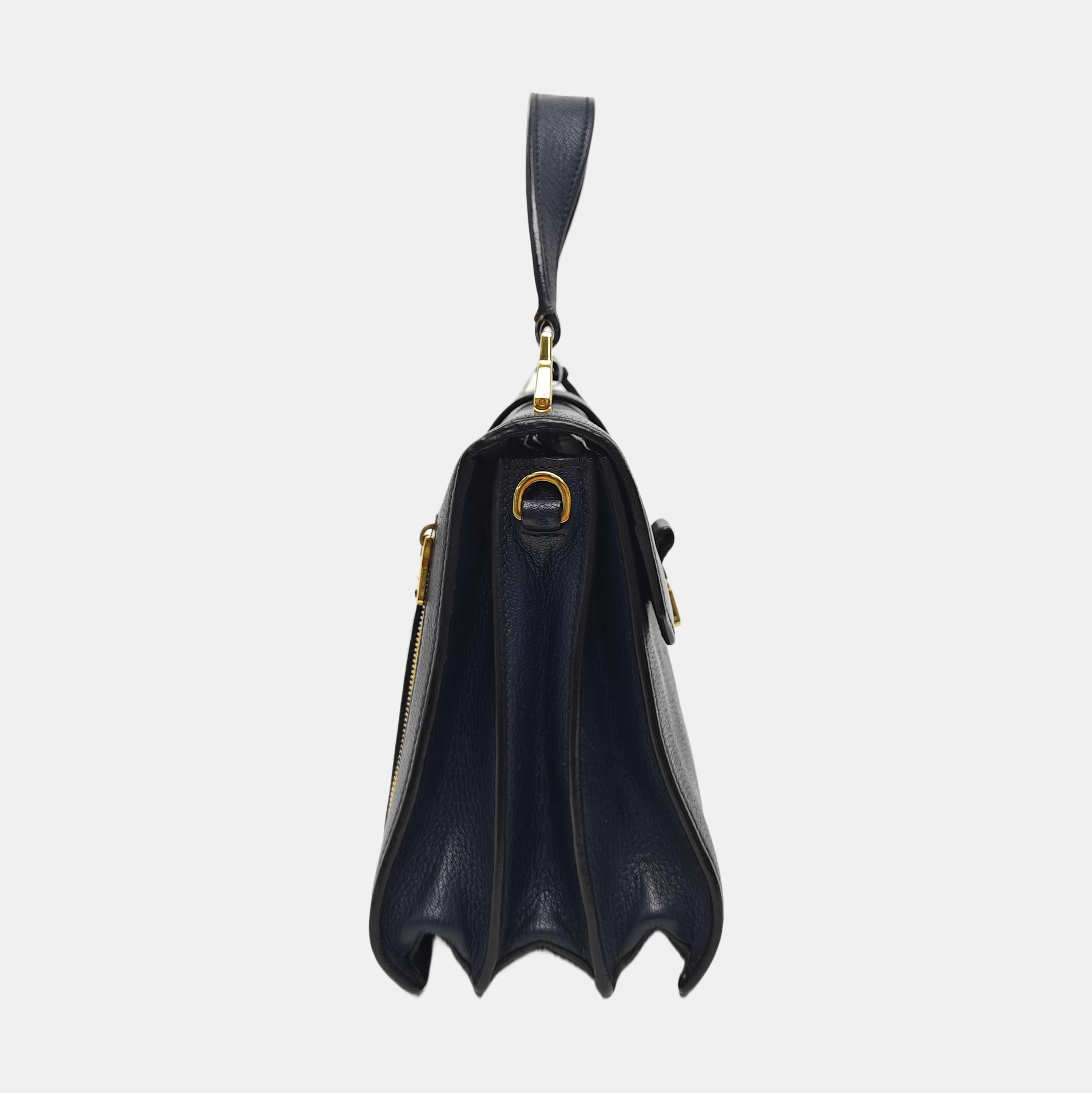Calfskin Top Handle Bag Blue