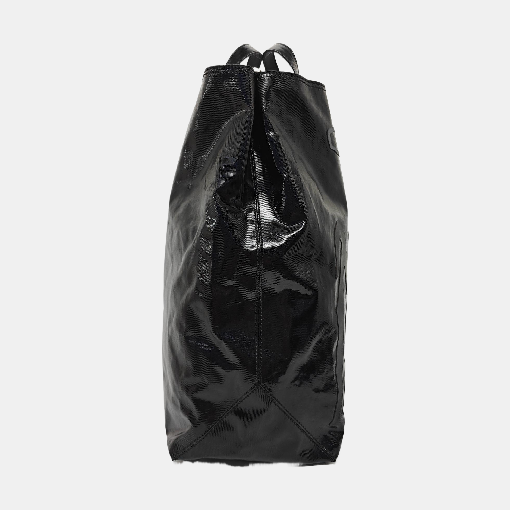 Coated Canvas Tote Bag Black