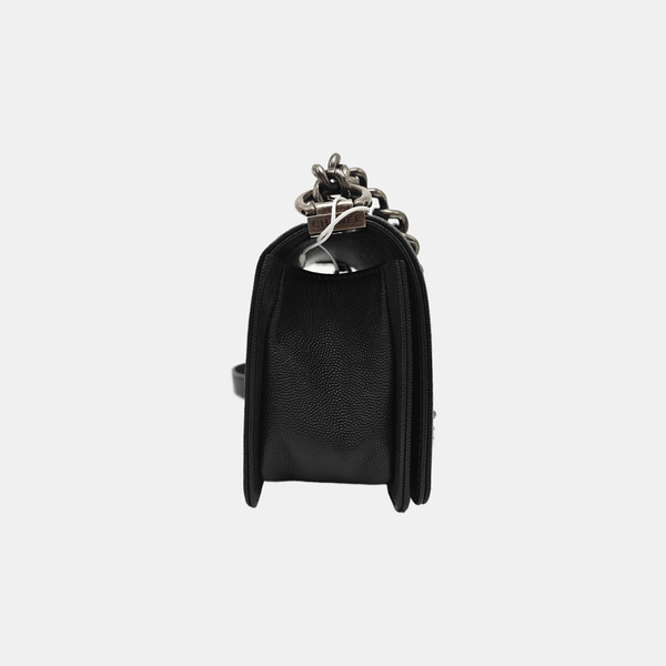 BOY CHANEL Small Quilted Grained Calfskin Black