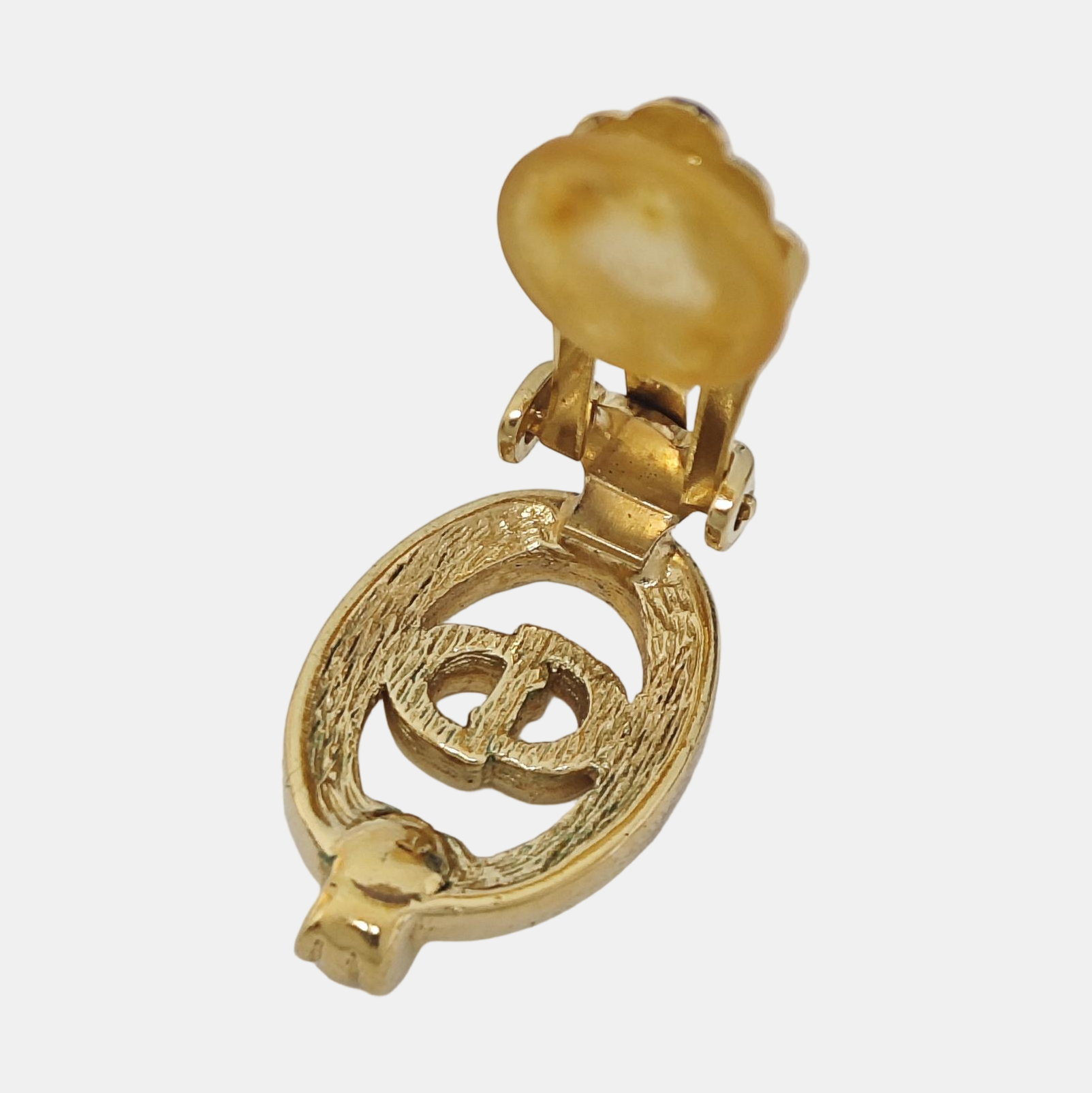 Petit CD Metal Gold Clip On Earrings