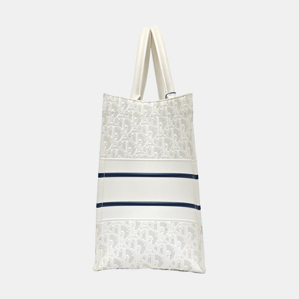 Book Tote Medium Oblique Calfskin White