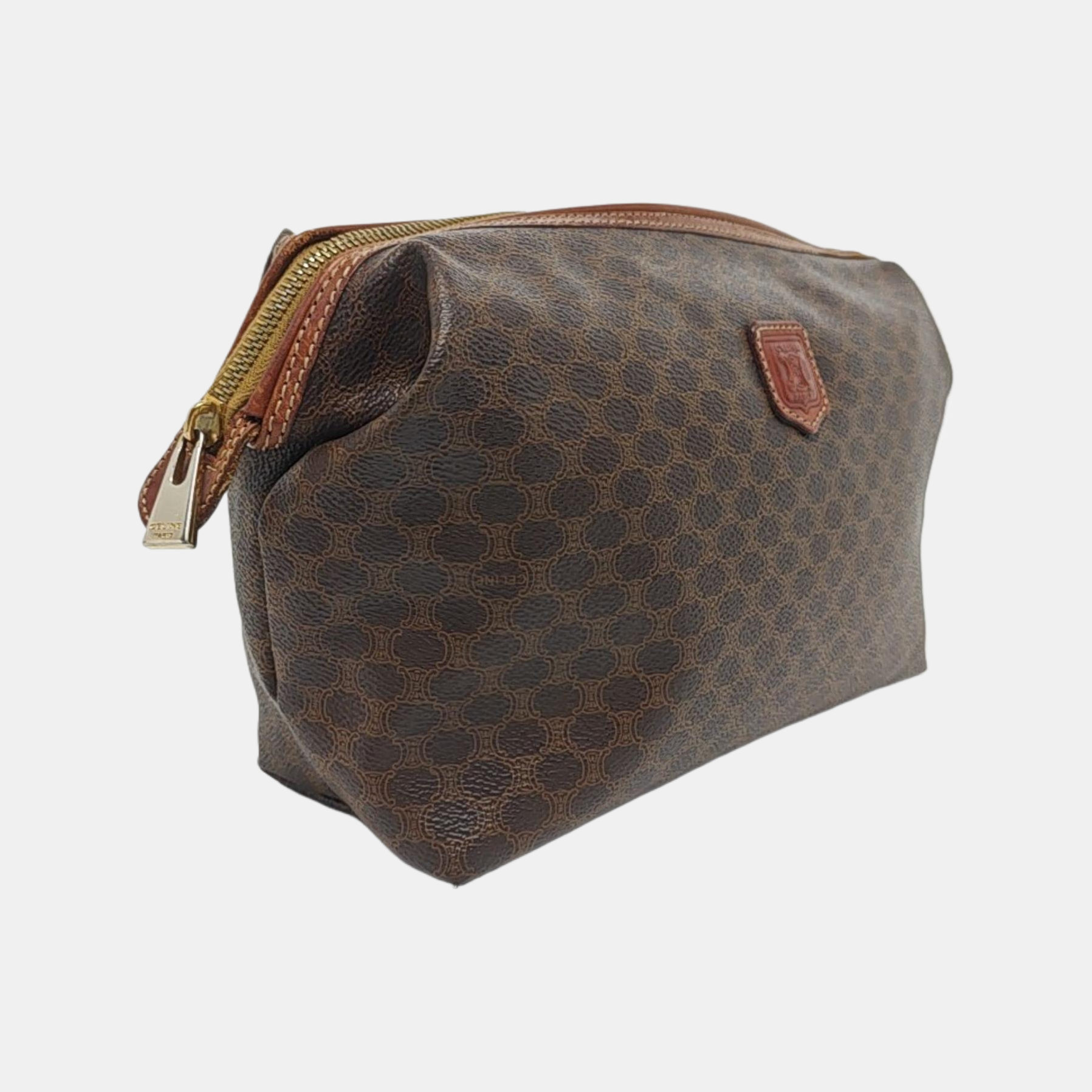 Coated Canvas Clutch Brown