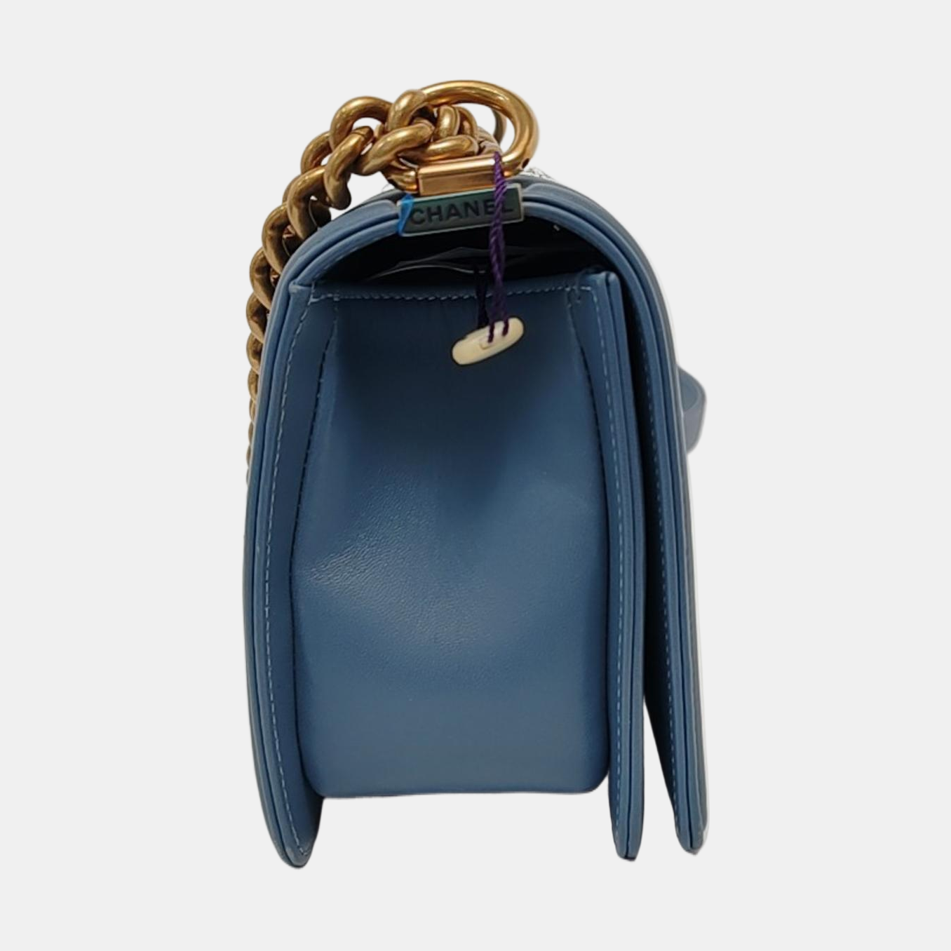 Authenticated pre-owned  BOY CHANEL Lambskin Blue - Shoulder Bag at Looply
