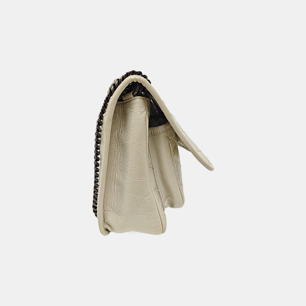 NIKI Small Chevron Calfskin White