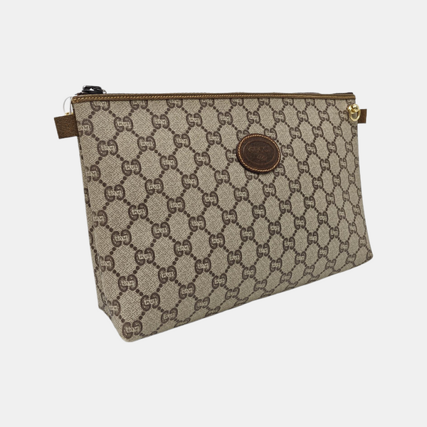 Monogram Coated Canvas Clutch Beige