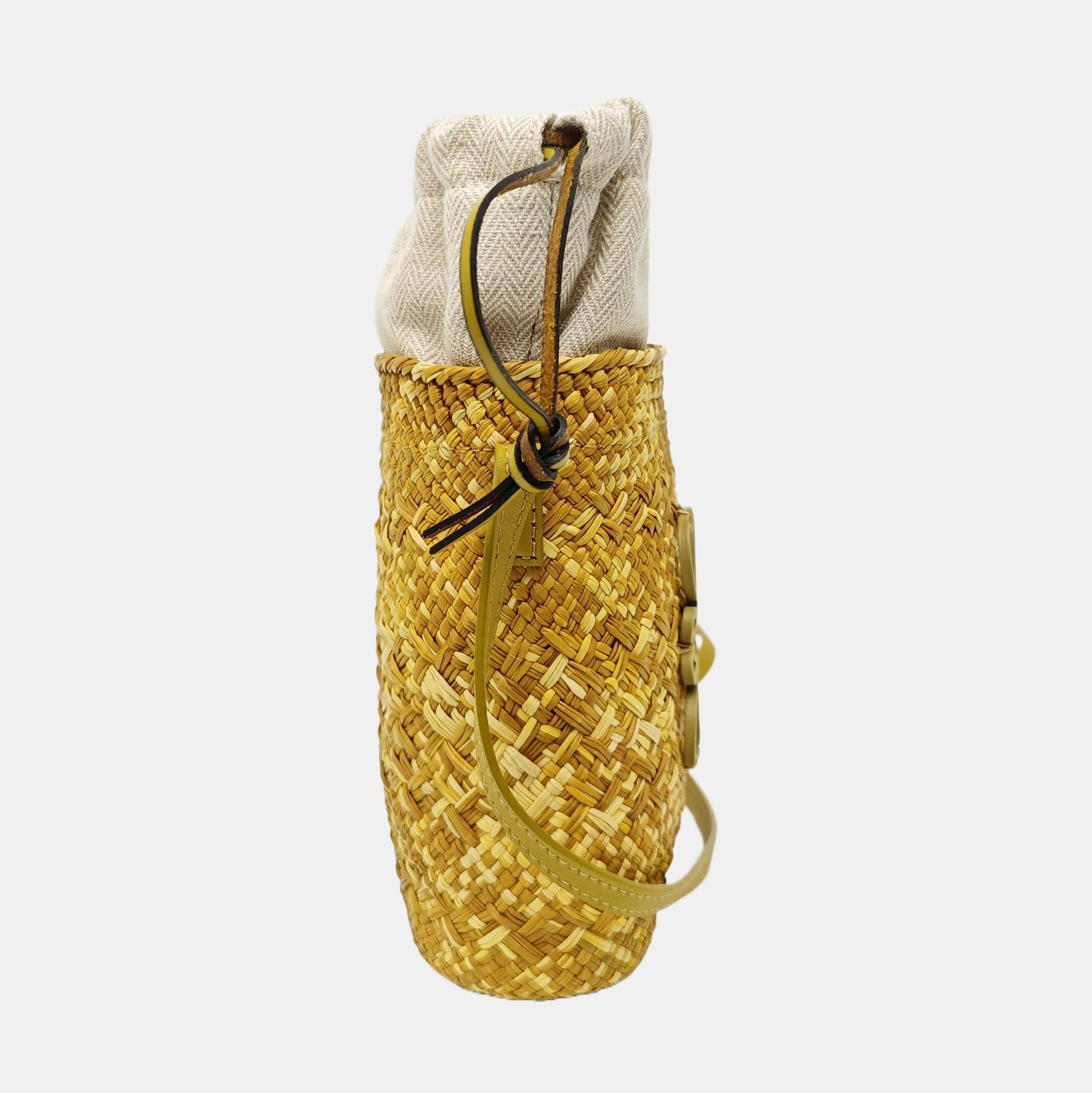Straw Bucket Bag Yellow