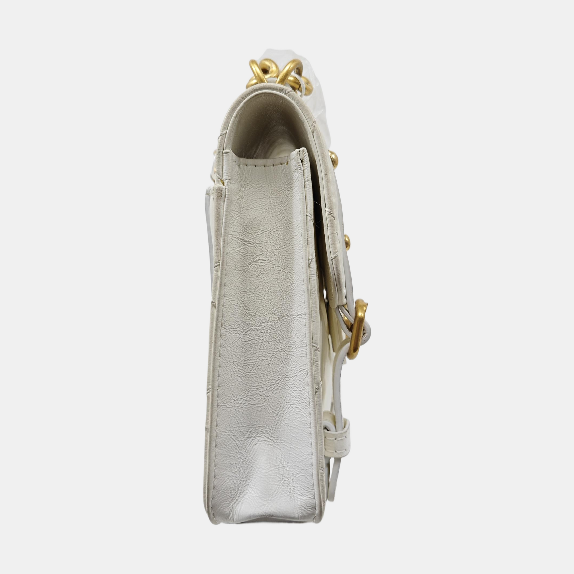Quilted Calfskin Shoulder Bag Mini White